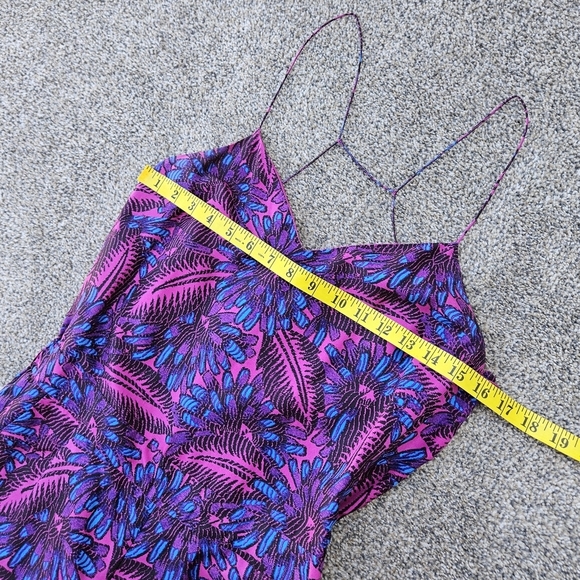 J. Crew Floral Midnight Fuchsia Purple Blue Silk Jumpsuit Strappy V-neck Size 0 - Picture 7 of 16